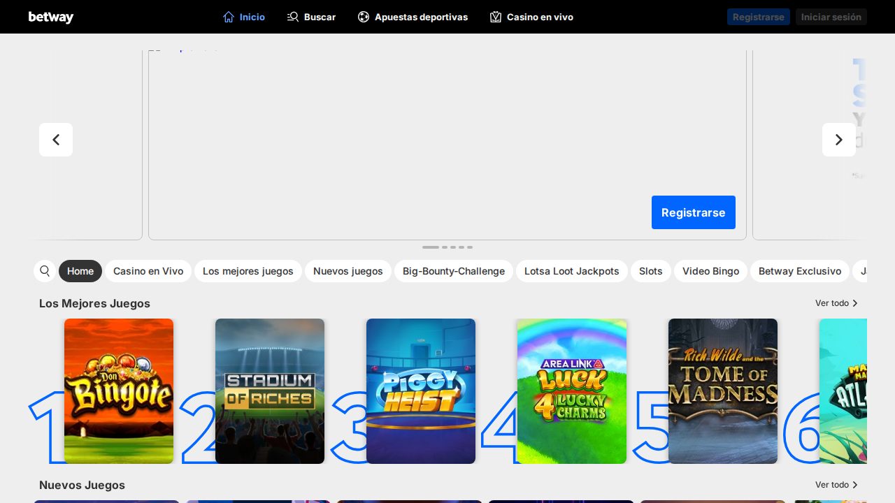 Lobby de juegos de Betway (versión en español)