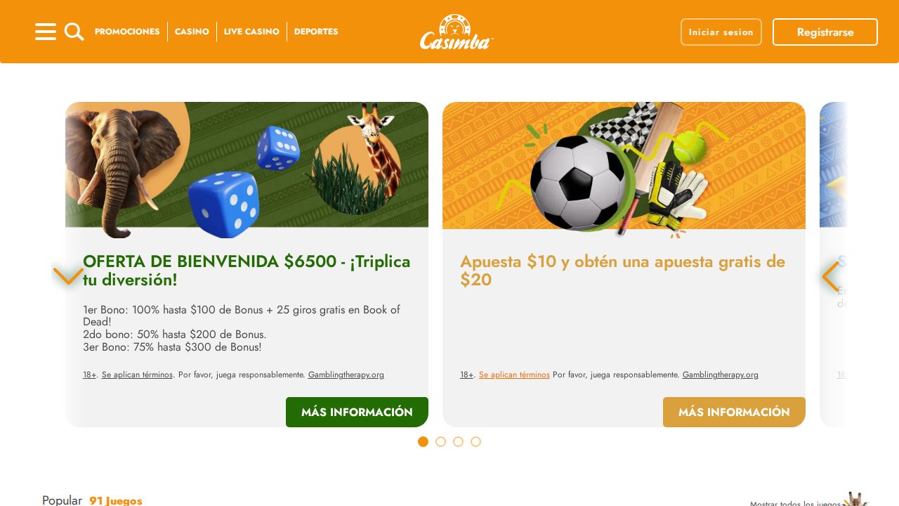Lobby de juegos de Casimba (versión en español)